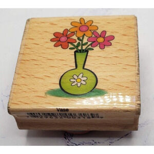 Daisy Flower Vase Sarah Beise Wood Mounted Rubber Stamp
